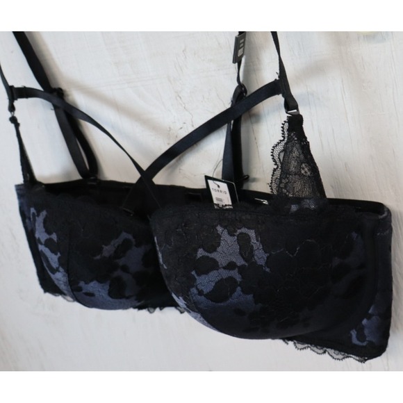 Torrid Curve Bombshell Multiway Push Up Bra Size 38D Black Floral Lace NWT - Picture 3 of 12